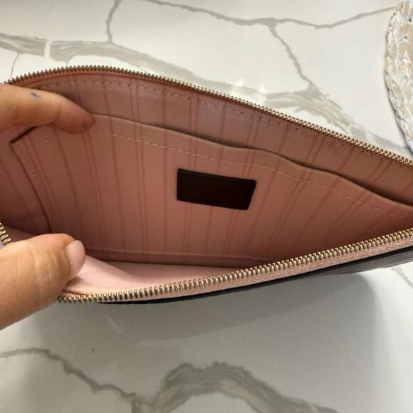 Louis Vuitton  Damier Ebene Neverfull Pochette Rose Ballerine - Picture 5 of 5